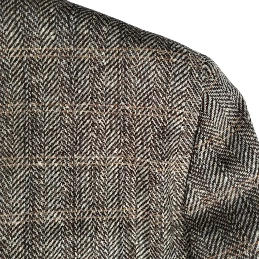 Vintage Ivy Prep Classic Professor Brown Wool Tweed Jacket Blazer Sport Coat 40L